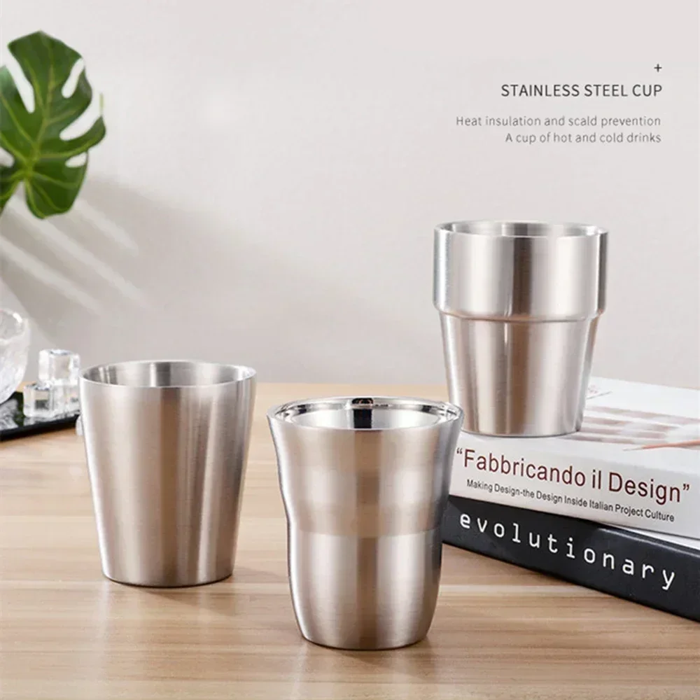 Double Wall Stainless Steel Coffee Mug 300ml Portable Cup Travel Tumbler Coffee Jug Milk Tea Cups Double Office Water Mugs