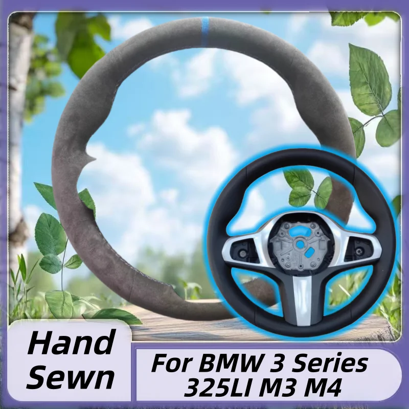

Genuine Leather Hand-Sewn Steering Wheel Cover For BMW 3 Series 325LI M3 M4 Anti-Slip Breathable Auto Interior Accessory