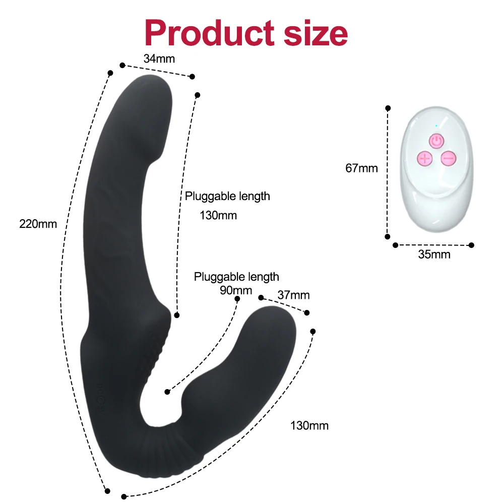 Strapless Strapon Dildo Vibrator Female Double Vibrating G Spot Stimulate Clitoris Anal Massager Adult Sex Toys For Women Couple view 5