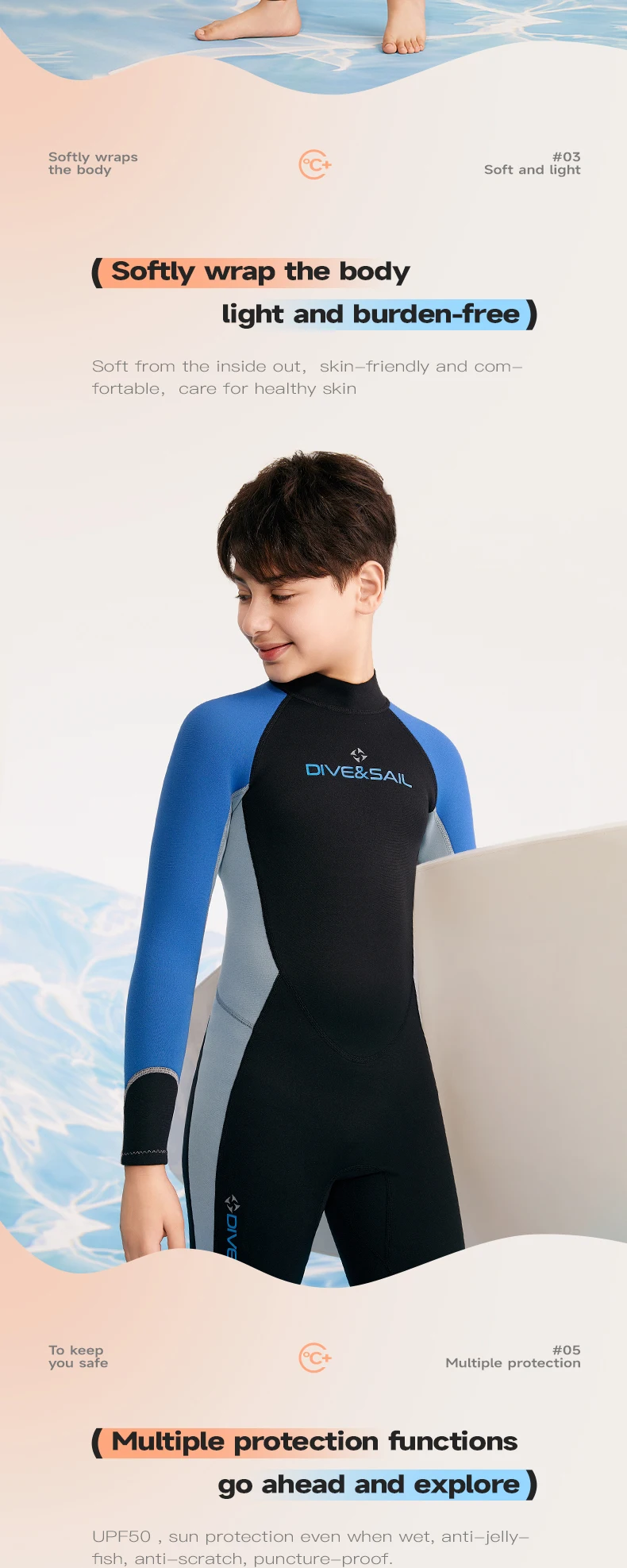Teenager Jungen Mädchen Neoprenanzüge 2,5 mm Neopren-Tauchanzüge hält warm, einteilige Badeanzüge, Strandkleidung zum Schwimmen, Surfen, Tauchen – Detail 5