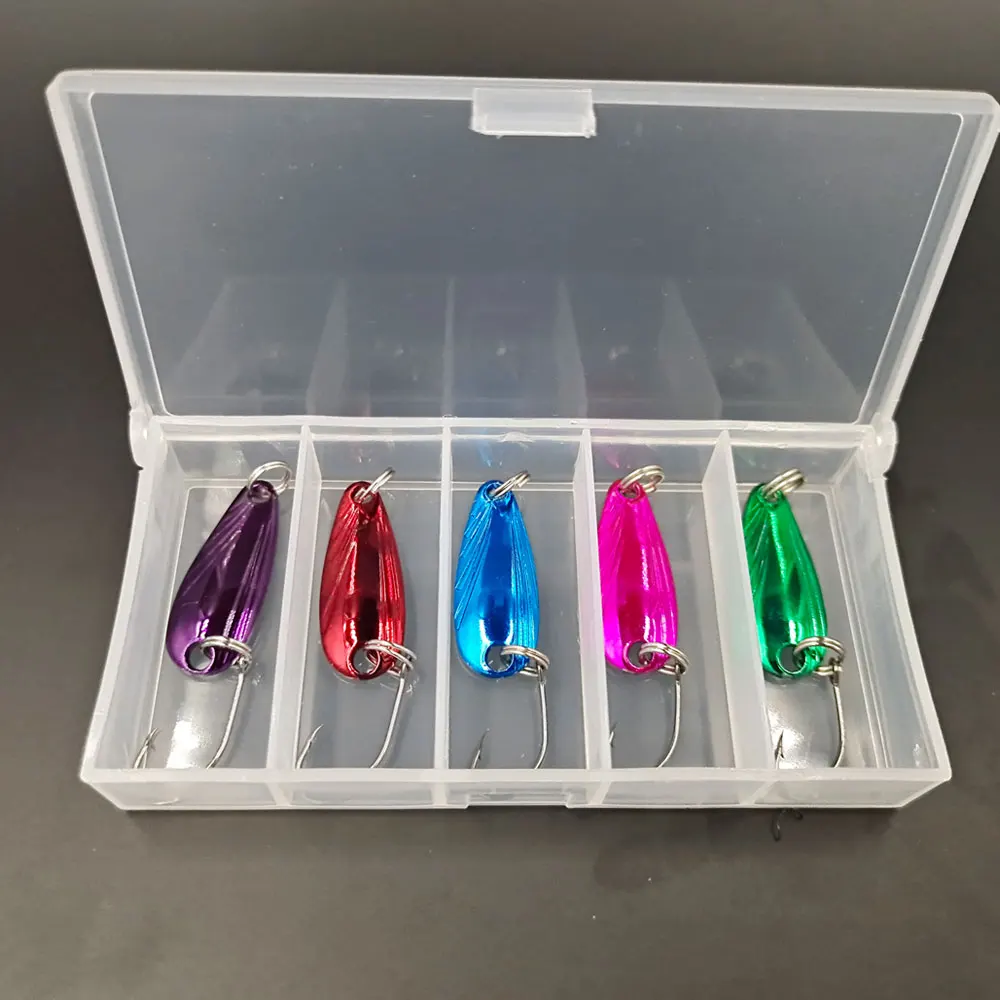

Balleo 5pcs/box 3g/4g Metal Spoon Lure 10color Metal Jig Winter Ice fishing spinner Lure bass wrobbler For Fly Fishing Pike