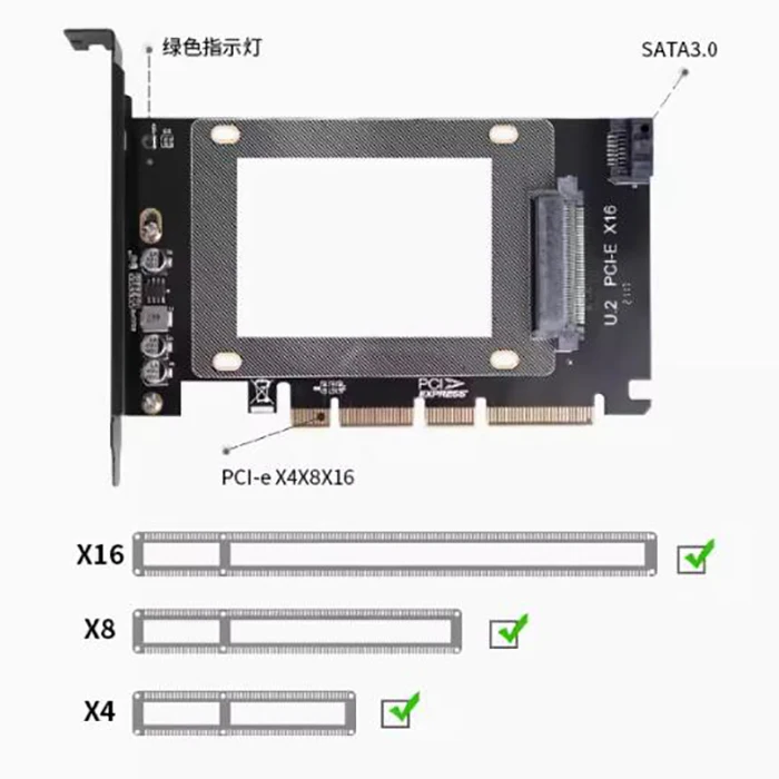 Imagem -02 - Placa Adaptadora Pci-e 4.0 X16 para U.2 Sff8639 Nvme Ssd Pci-e para u2 M.2 Ngff 2.5 Ssd para Pci-ex4 x8 X16 Sata de Alta Qualidade