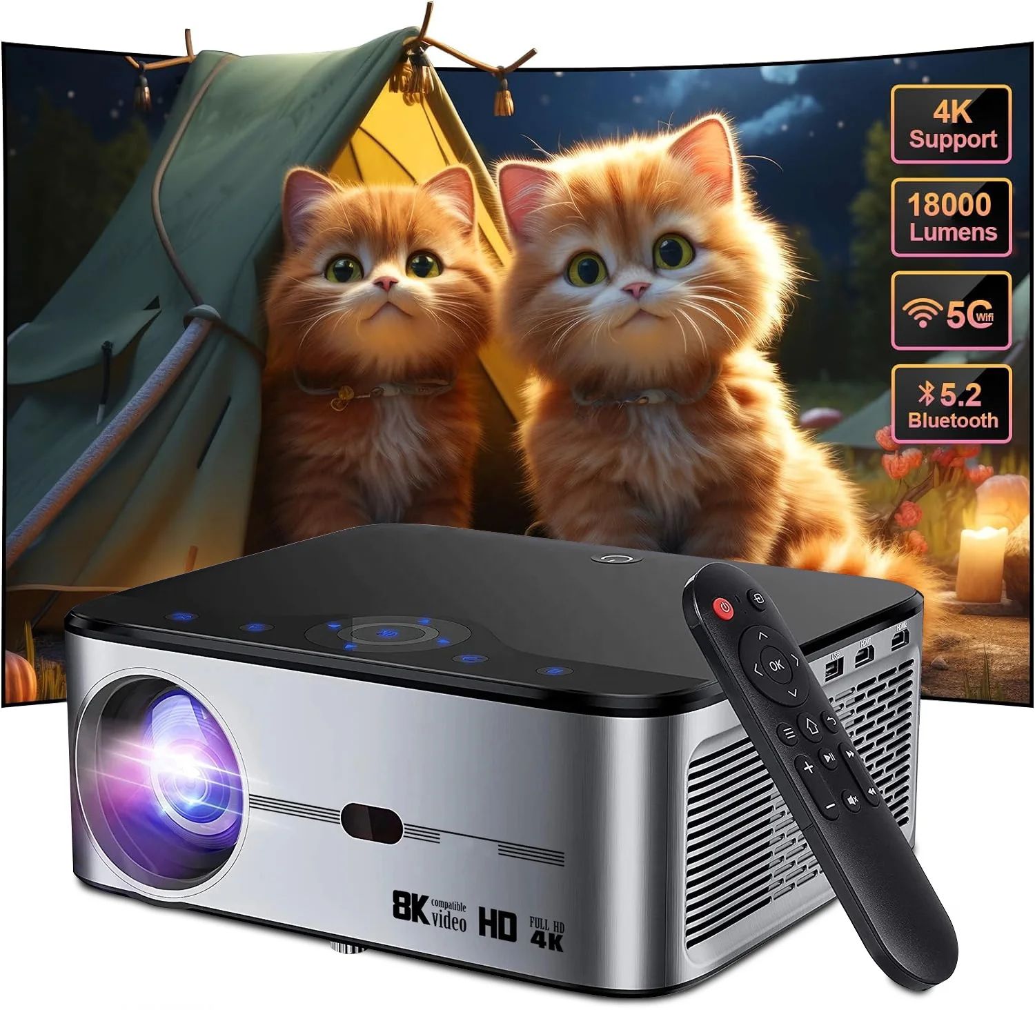 

Salange 2024 X3B 4K Projectors 5G Dual WiFi BT Full HD Projectors Native 1080p 4P/4D Keystone Outdoor Video Beamer