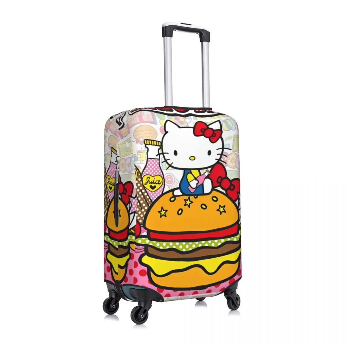 Hello Kitty Eat Hamburger Suitcase Cover Practical Travel Protection Luggage Case Flight