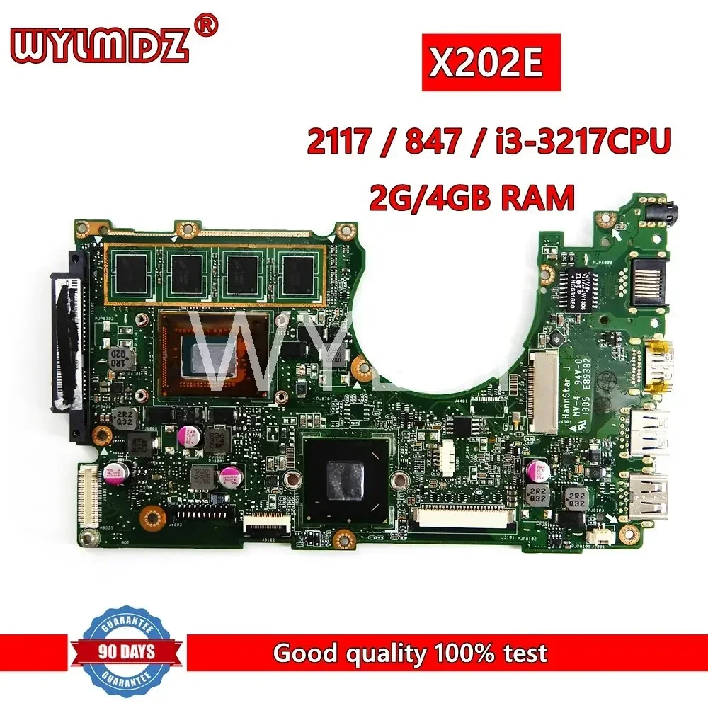 X202E 2G/4GB RAM 2117/847/I3-3217CPU Mainboard For Asus S200 S200E X202 X202E X201EP X201EV X201E Laptop Motherboard