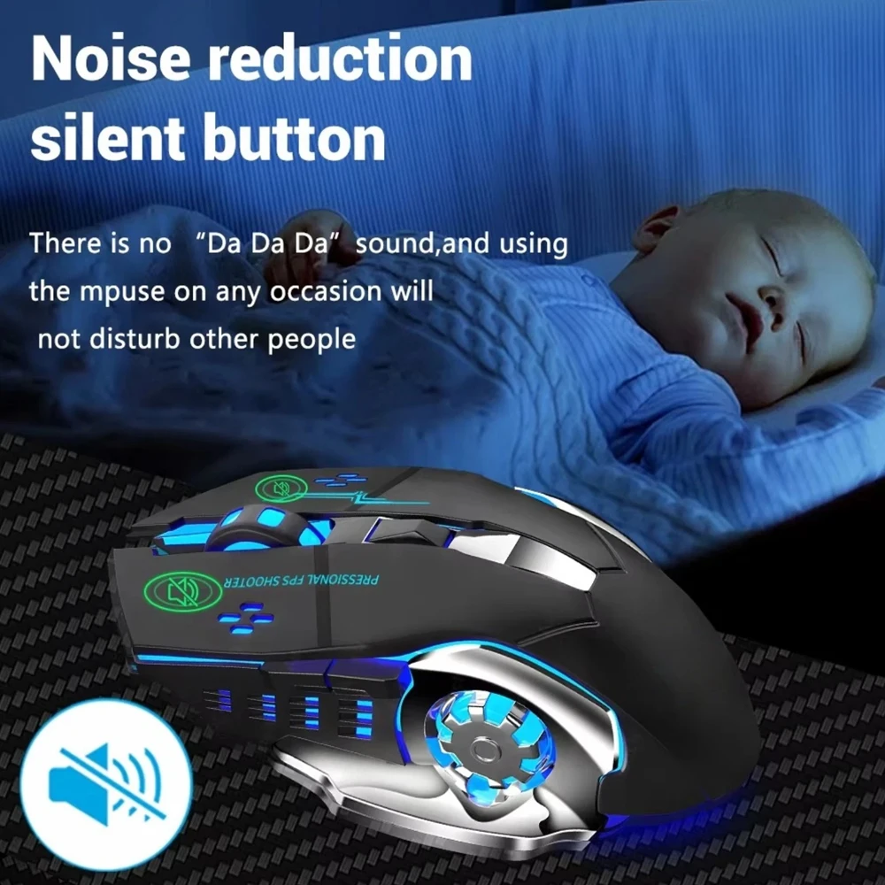 EMTRA Bluetooth Wireless Mouse 2.4G USB Mechanical Backlight Silent Mouse Rechargeable Gaming Mouse Laptop Computer Accessories