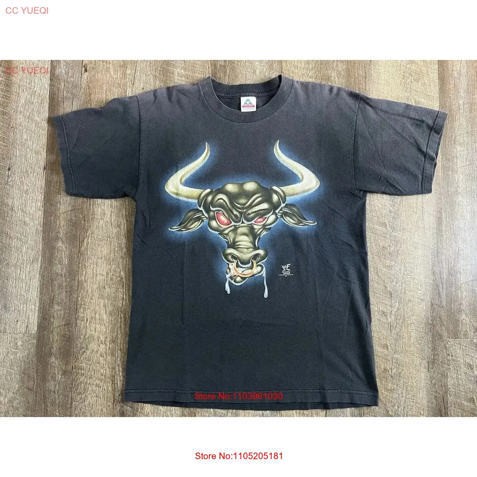 Vintage 90s 1998 WWF The Rock Layin Smackdown camiseta L Brahma Bull vintage lavado Unisex ropa de diseñador gráfico