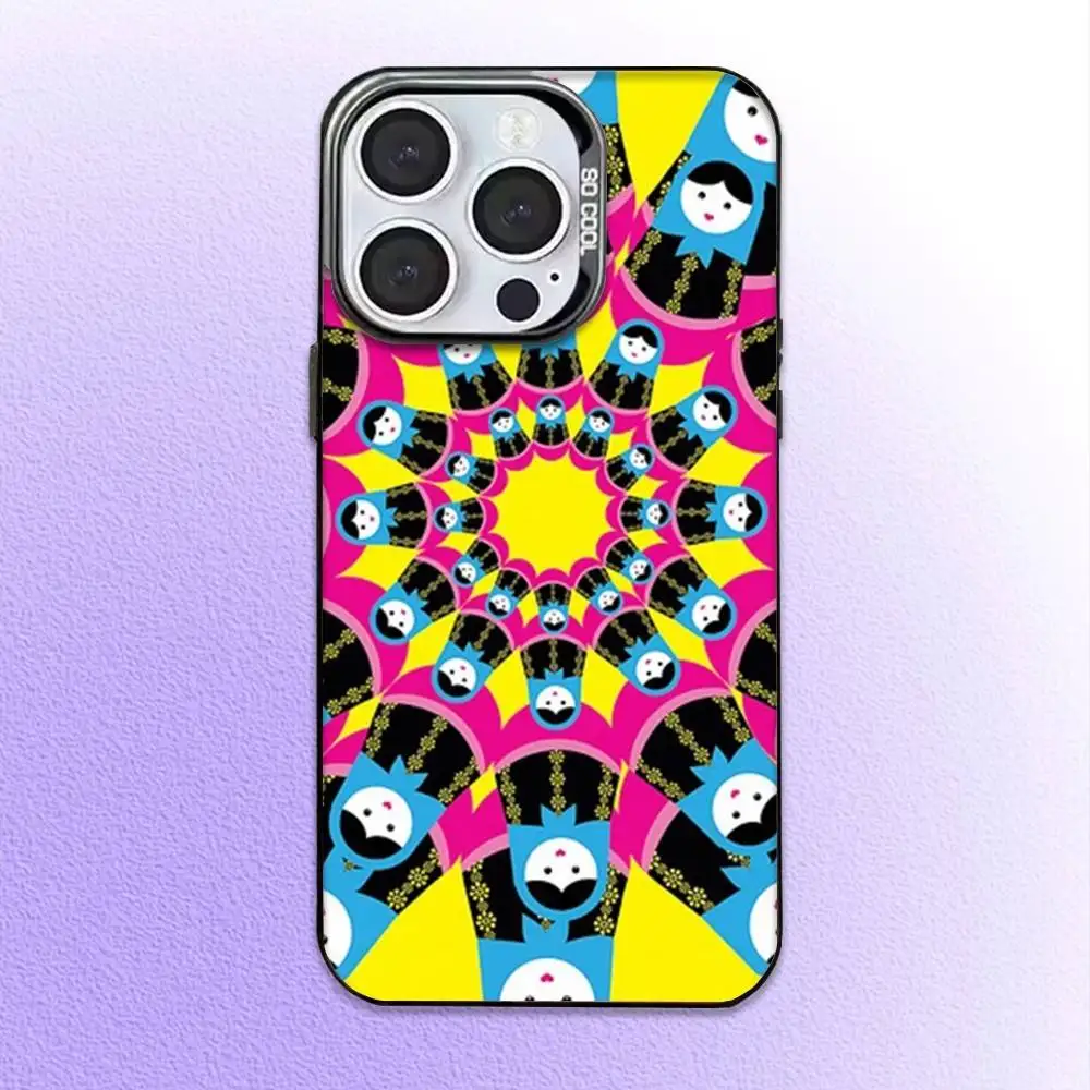 Funda de teléfono Matryoshka de arte ruso para iPhone17,16,15,14,13,12,11 Plus, cubierta interior chapada en plata de color profesional Max