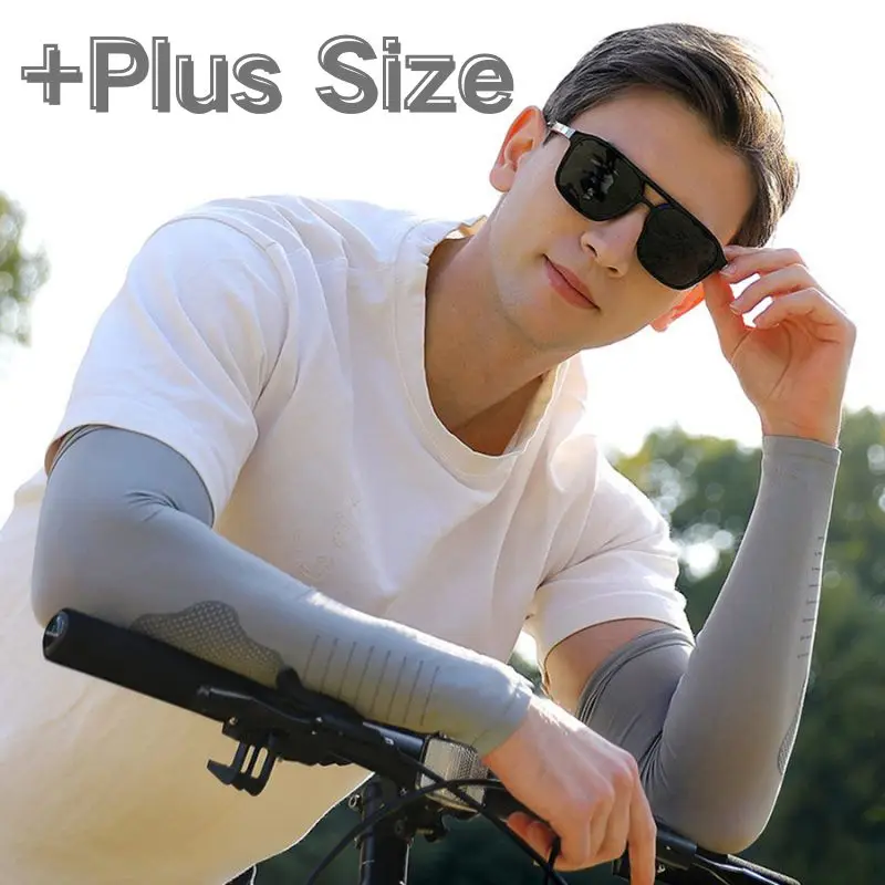 

Plus Size Arm Sleeves Cycling Arm Case Ice Silk Sleeve Sunscreen Sleeves Covers Sun Protection Cuffs Non-slip Breathable Outdoor