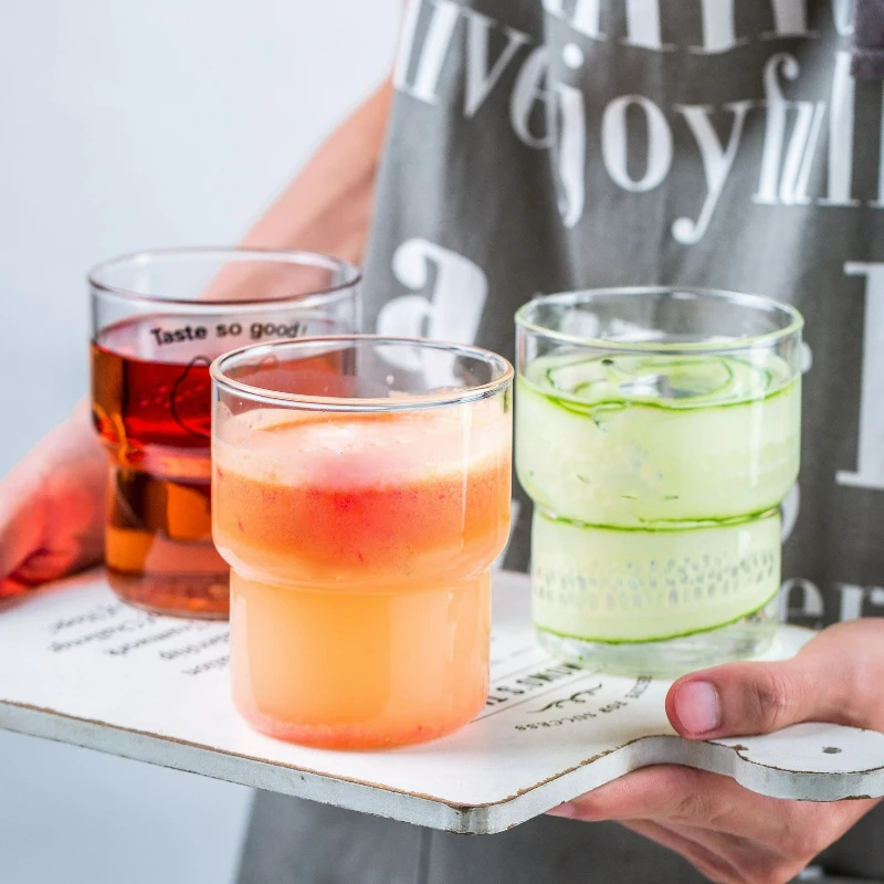 

Transparant Cute Glass Cup Heat-Resistant Iced Coffee Fruit Juices Cocktails Milk Tea Drinking Cups Drinkware Decor Supplies New