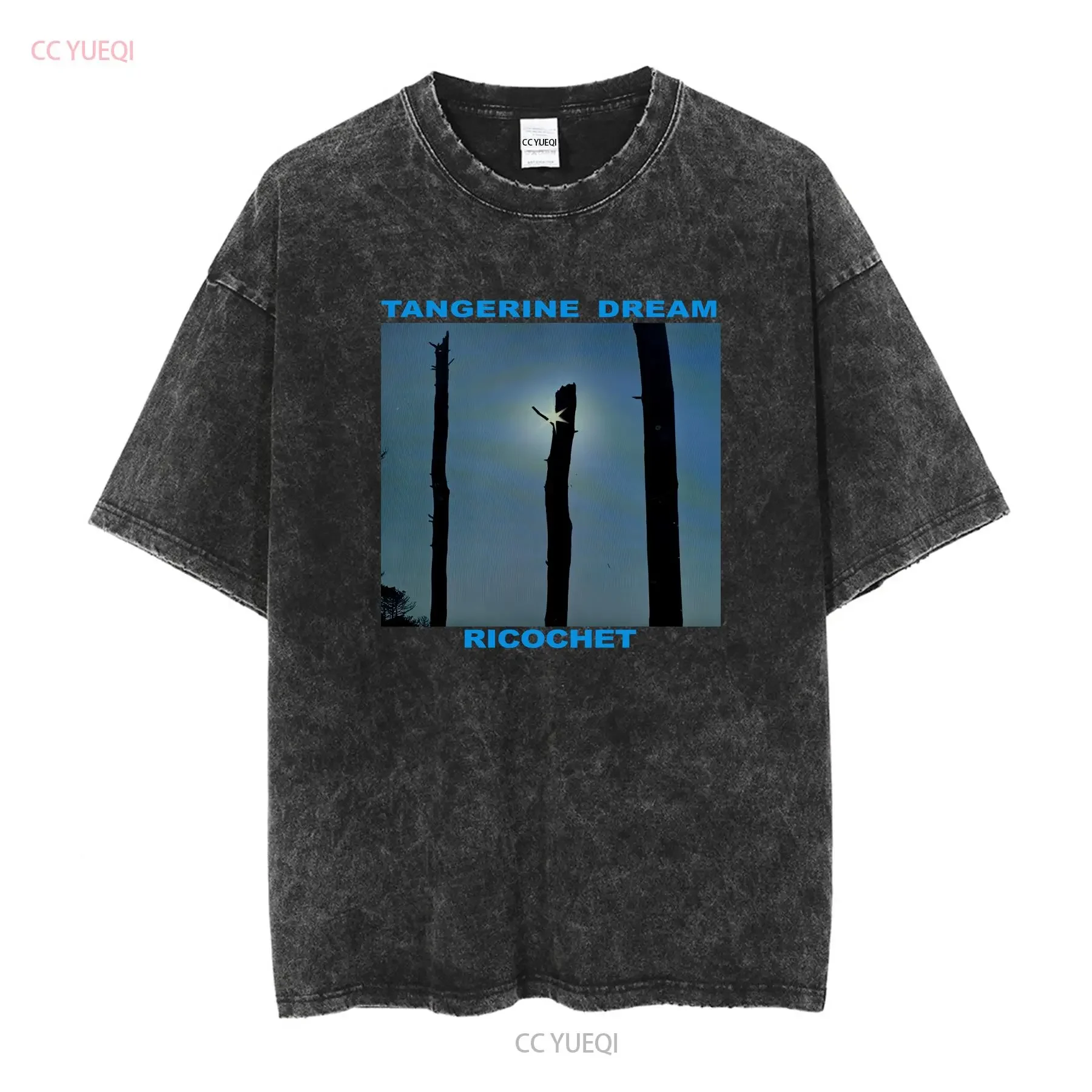 Rare Tangerine Dream Ricochet  Black All Size T Shirt vintage Washed Unisex streetwear Comfortable homme Casual Stretched