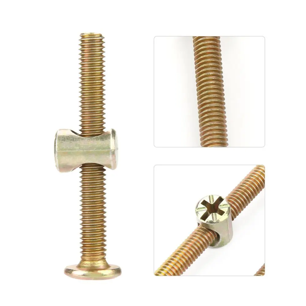10 Pack M6 x 60mm/80mm/90mm/120mm Furniture Bolts Carbon Steel Galvanized/Zinc Plated Barrel Nuts Hex Head Connector Fastener
