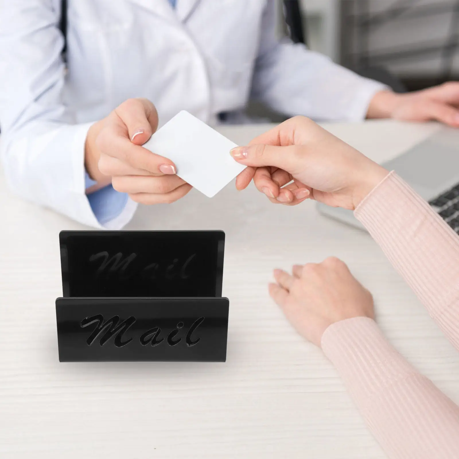 Mail Organizer Desktop Acrylic Letter Holder Countertop Envelope Postcard Display Rack for Office Home Kitchen Bathroom Mail