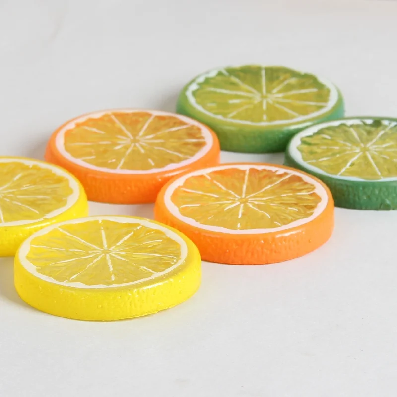 Rodajas de Limón Simuladas de 5 cm, Rodajas de Naranja de Plástico, Accesorios Decorativos, Modelo Creativo, Fruta Artificial, Fruta Falsa