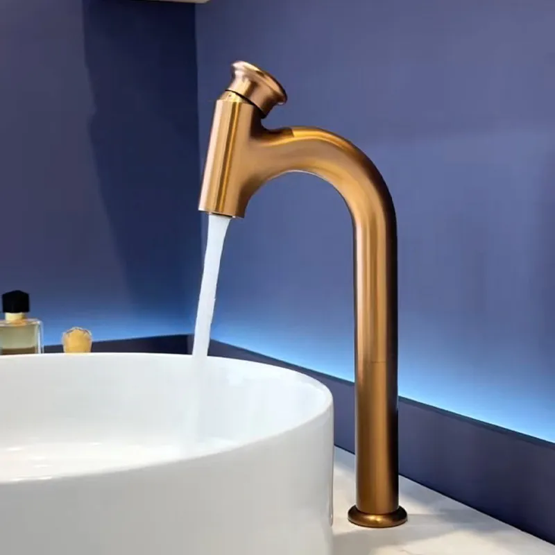 Solid Brass Bathroom Basin Faucet Modern Single Handle Countertop Wash Mixer Tap for Art Vessel Sink Basin Home Bathroom Water T
