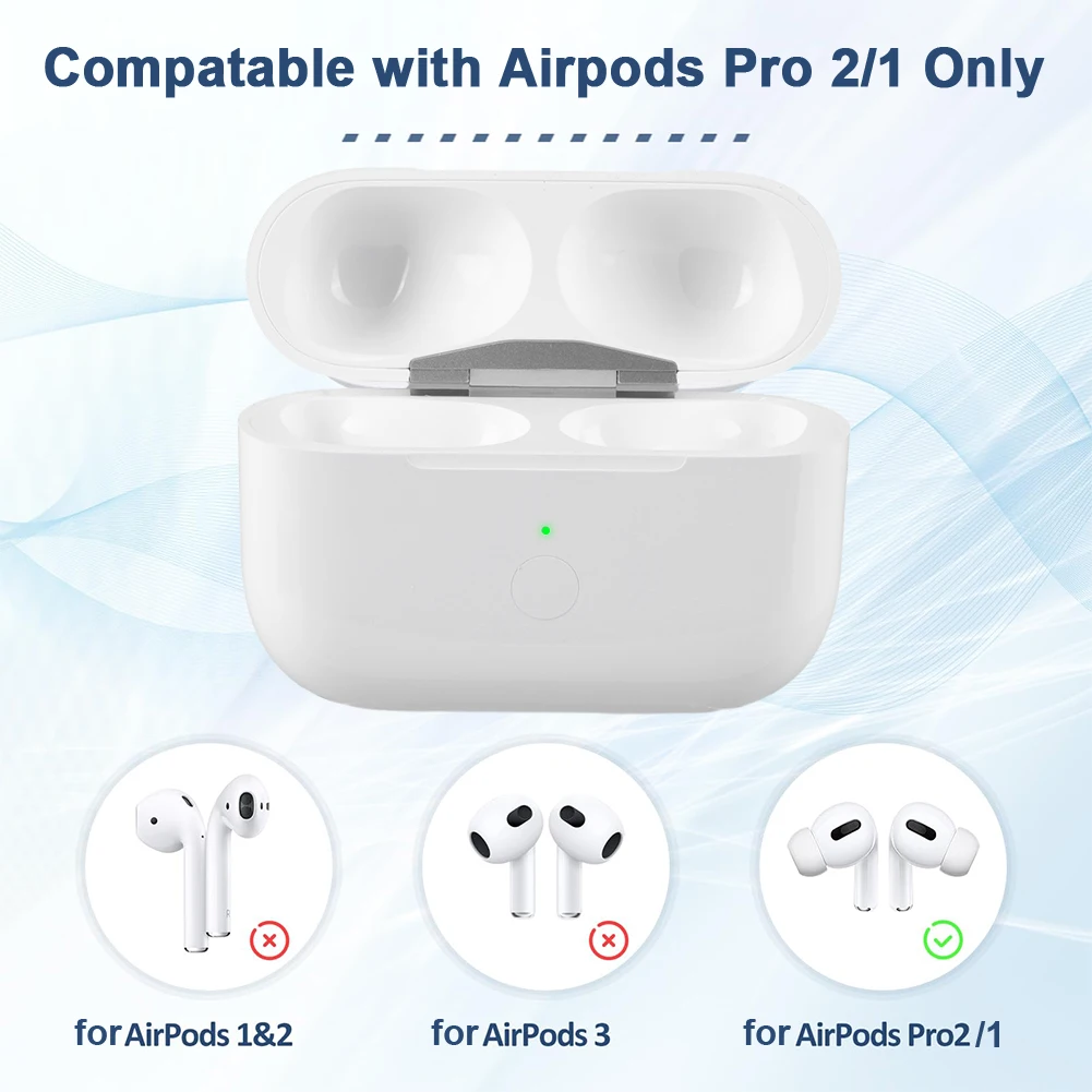علبة شحن لأجهزة AirPods Pro 2nd 2022 & 1st 2019 Gen 450mAh صندوق شاحن مع زر مزامنة الاقتران بلوتوث لمنفذ IOS/Type-C