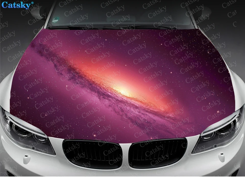 Galaxy Starry Sky Car Accessories Hood Vinyl Stickers Wrap Film Engine Cover Decal Sticker Universal Car Hood Protective Film