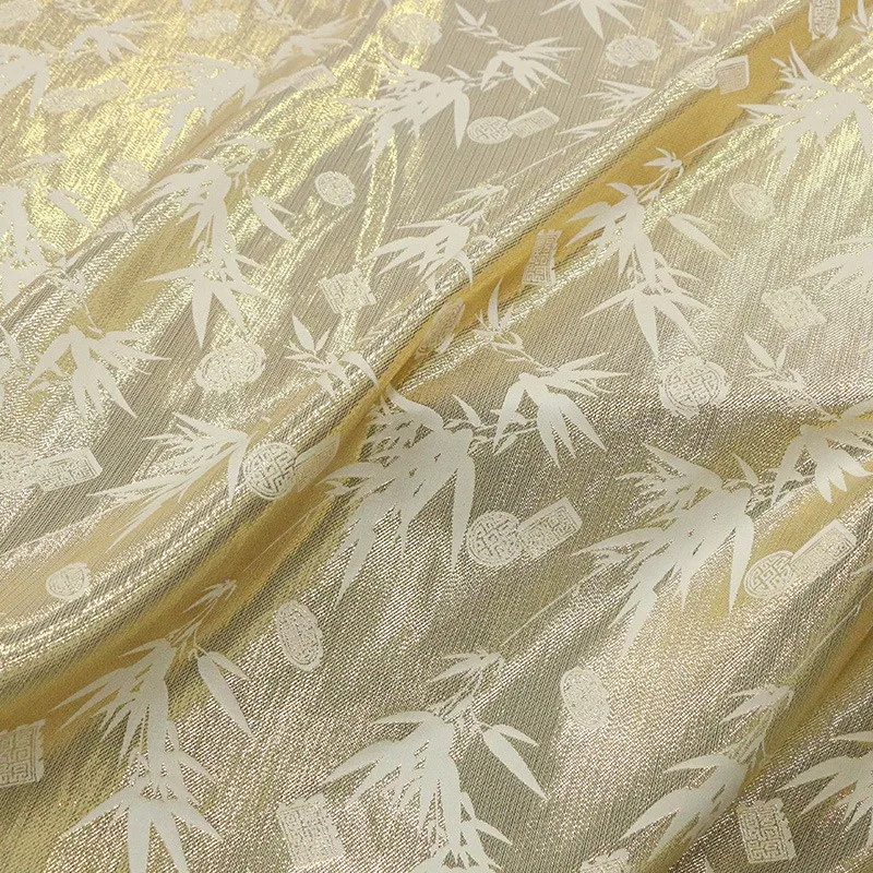 

New Chinese-style traditional Chinese style silk gold leather jacquard satin fabric designer cheongsam clothing woven