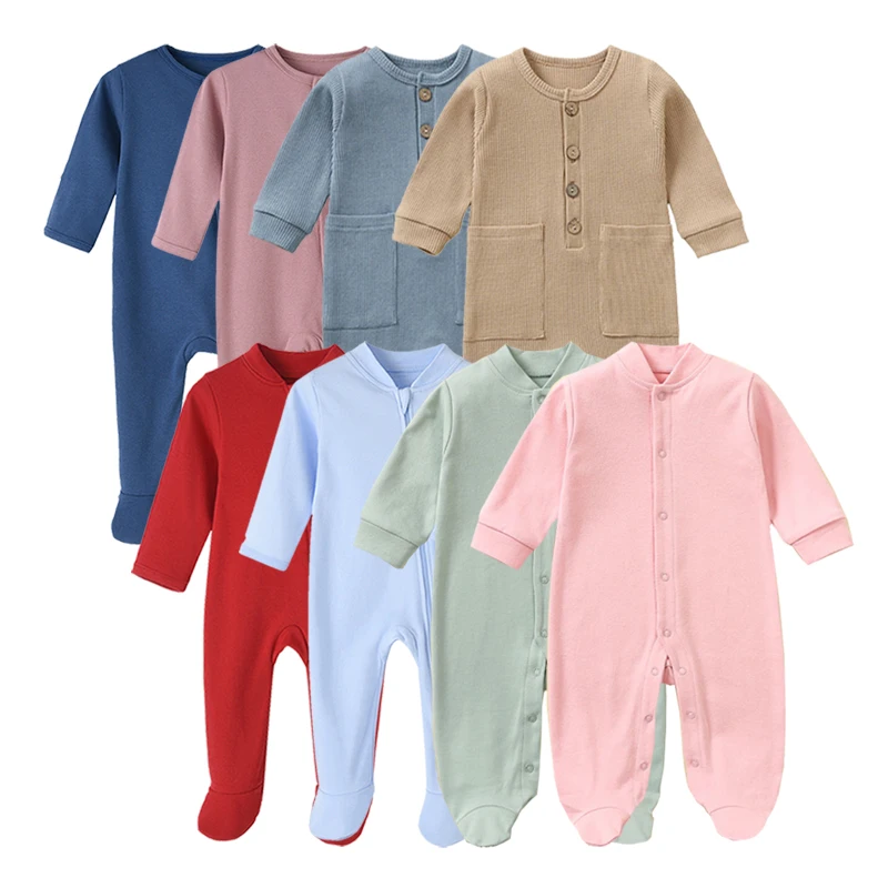 

3 pcs 100% Cotton Newborn Baby Sleepsuits Grows Girls Sleepers Boys Long Sleeved Jumpsuits Jumpers Ropa De Bebe Grows Growings