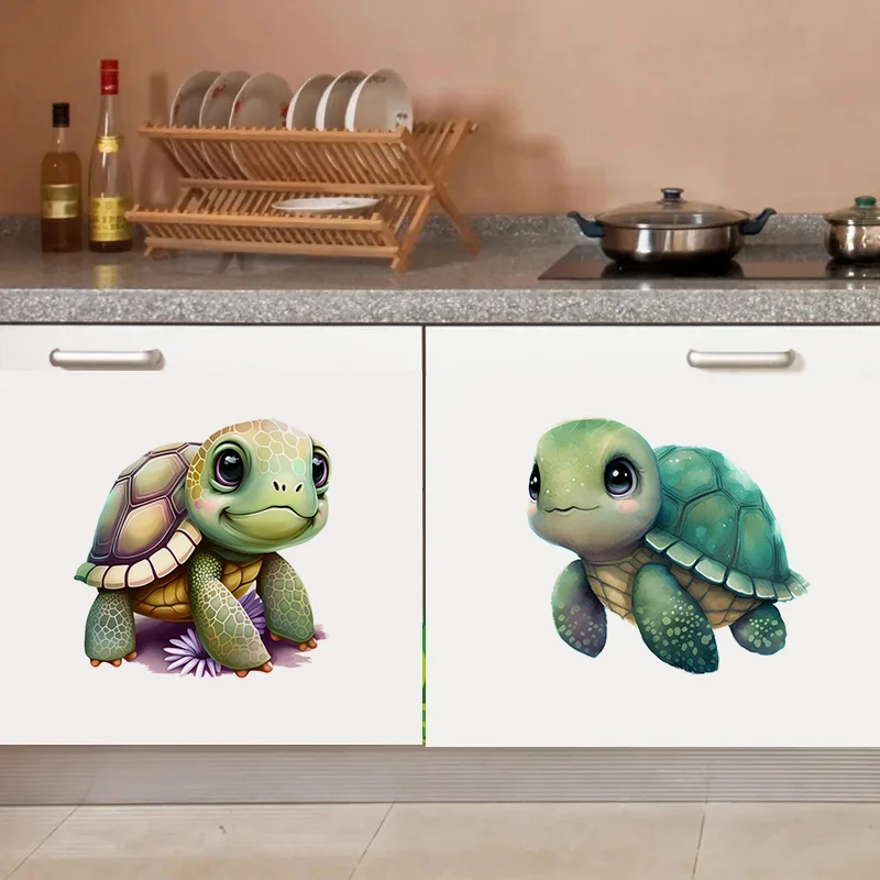 C199#Baby Turtle Wall Sticker Kids Room Background Home Decoration Mural Living Room Wallpaper Funny Decal