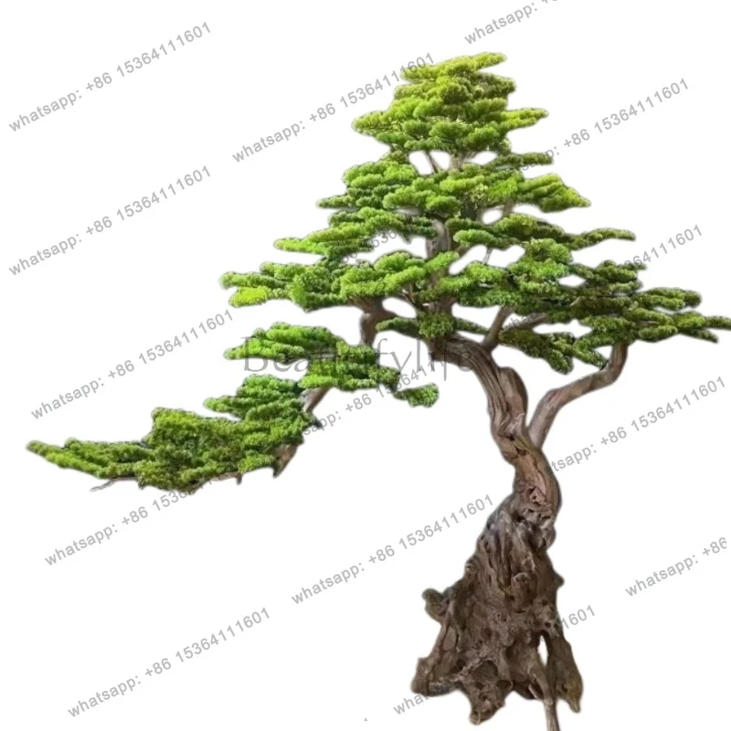 PG High-end simulated welcome pine simple wind simulation tree Chinese club exhibition hall decoration soft simulation tree