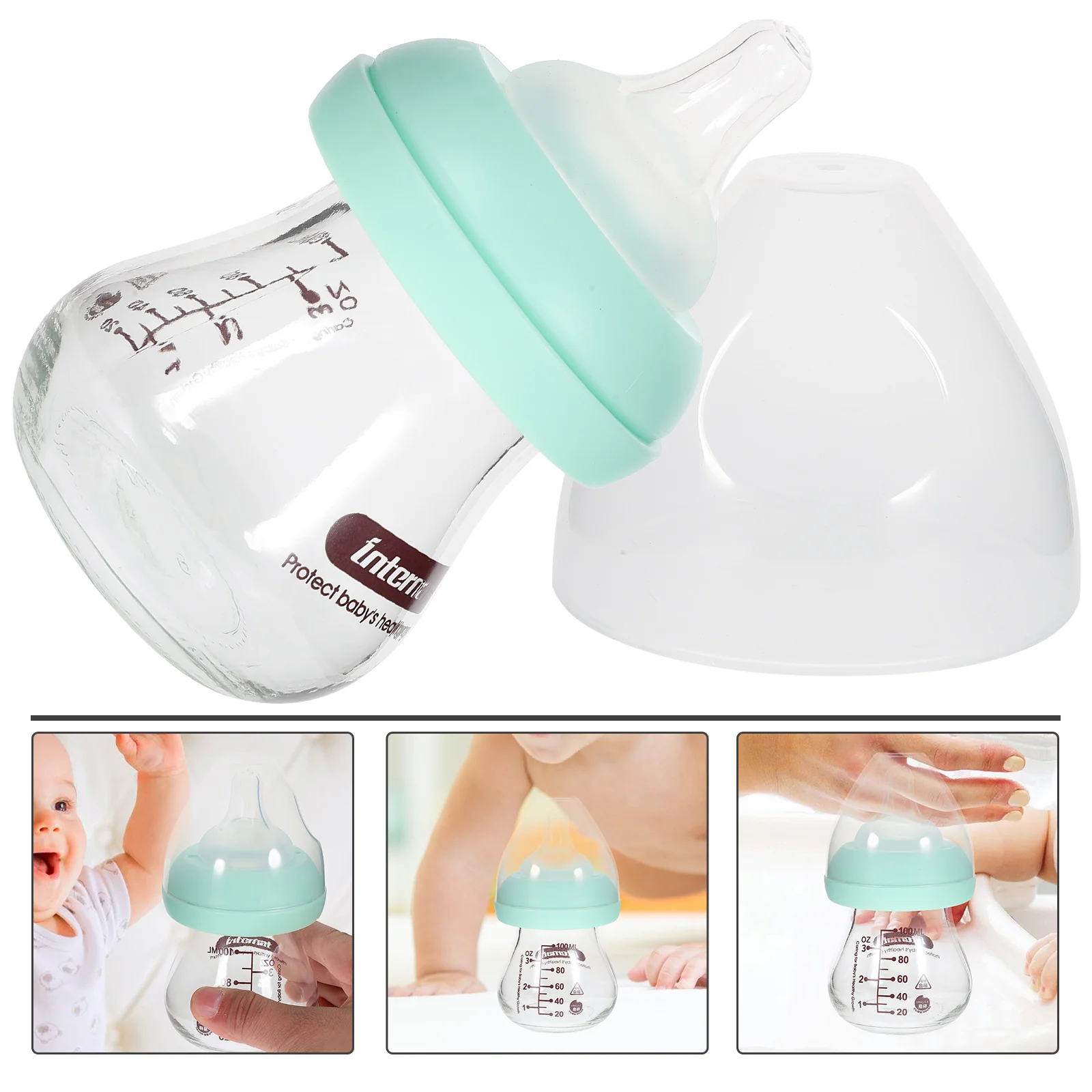 Baby Glass Feeding Bottle Milk Bottles for Babies Breast Pacifier Small Jar Breastfed Rate Control