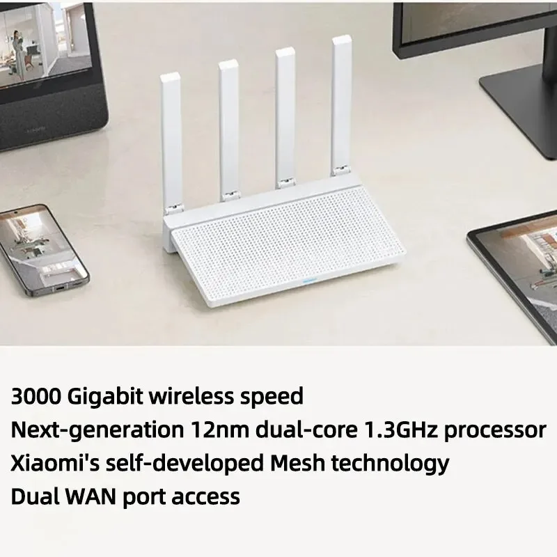 2024 New Original Xiaomi ax3000t Router 2.4GHz 5GHz 1.3GHz CPU 2x2 160MHz WAN Lan LED NFC kết nối cho văn phòng Nhà trò chơi Mi