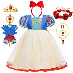 Princess Dress For Girls Snow White Cosplay Costume Puff Sleeve Kids Clothes Children Party Birthday Fancy Gown Vestidos