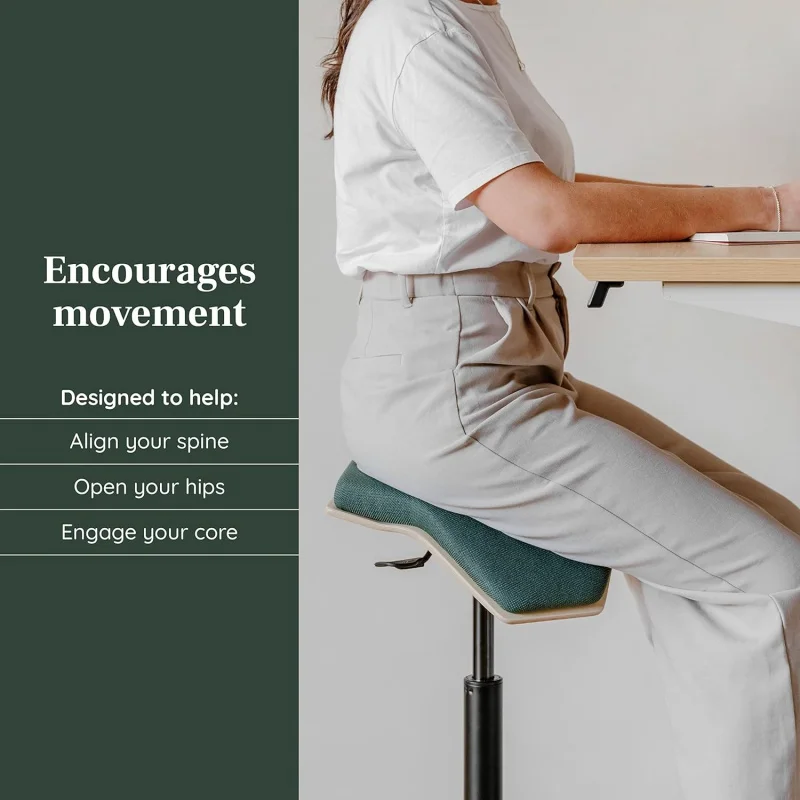 ILOA Plus-taburete enrollable ergonómico para una postura saludable y un estilo sostenible, taburete ajustable en altura con abedul