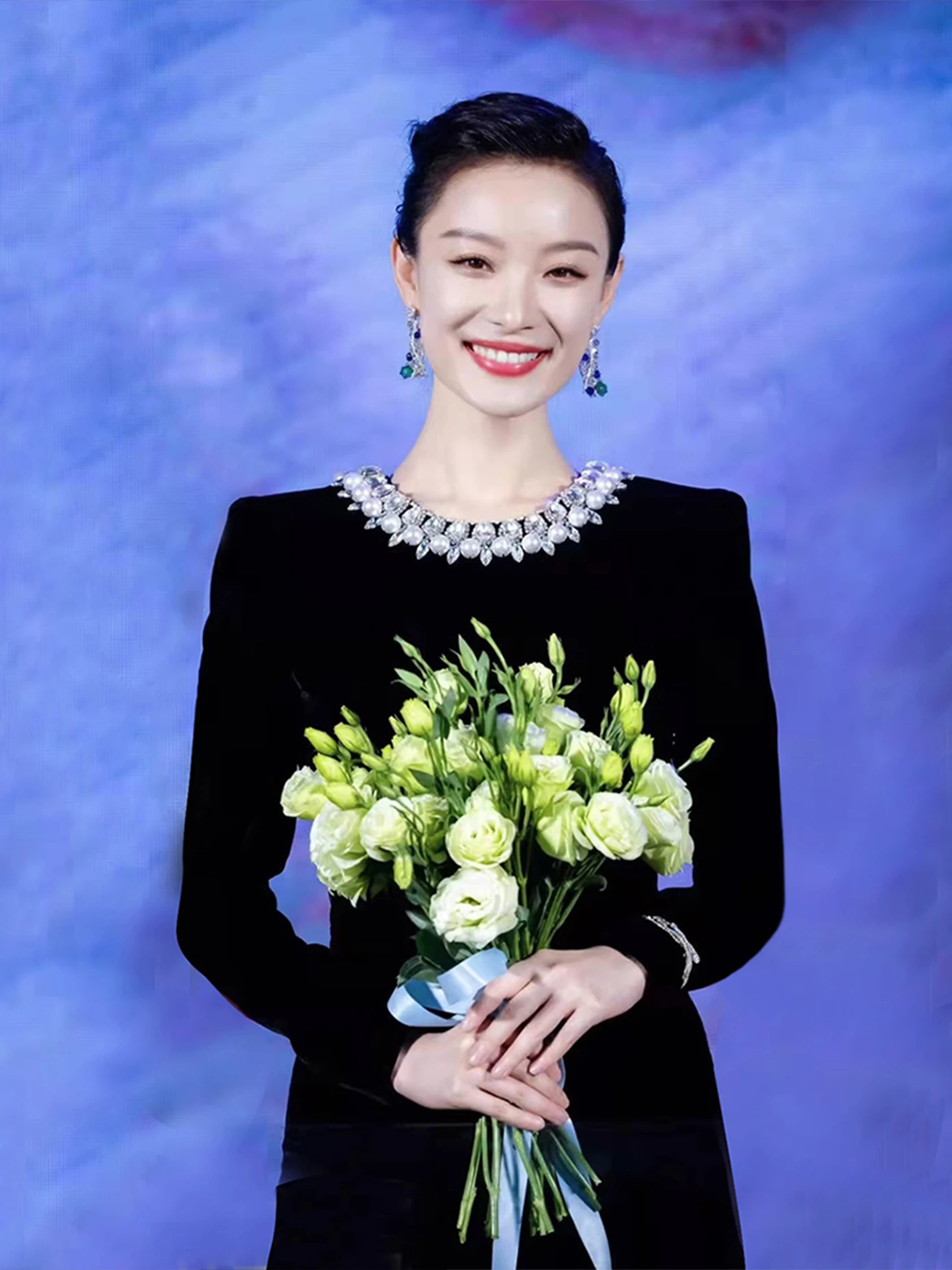 

Ele Long Evening Gown Women's Birthday Par Dr High-End Velvet Skirt Slim Fit mid Waist Handmade Flowers Polyester Fiber