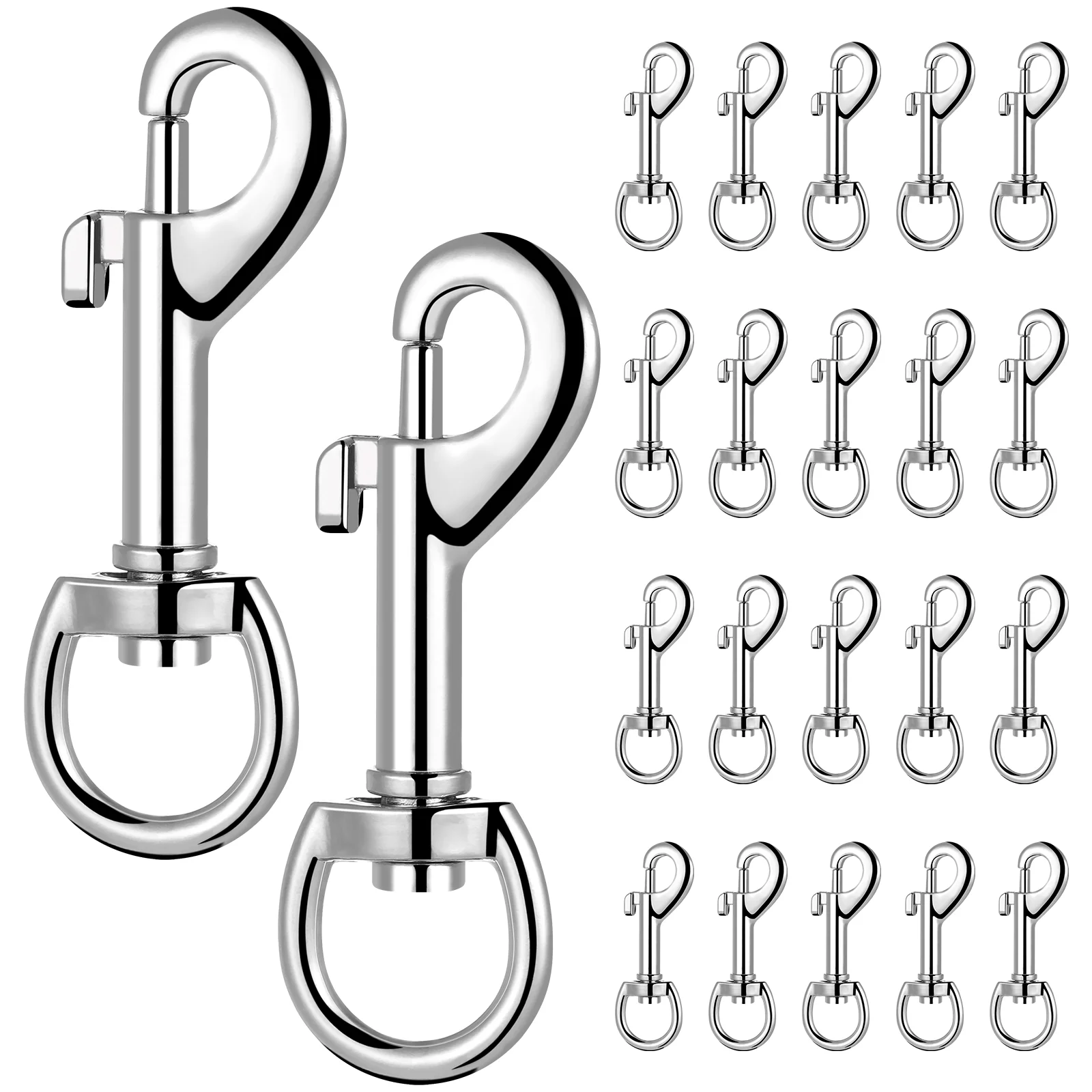 

24 Pcs Sliver Dog Button Lock Hook Pet Leash Snap Hooks Zinc Alloy Lanyard Clips