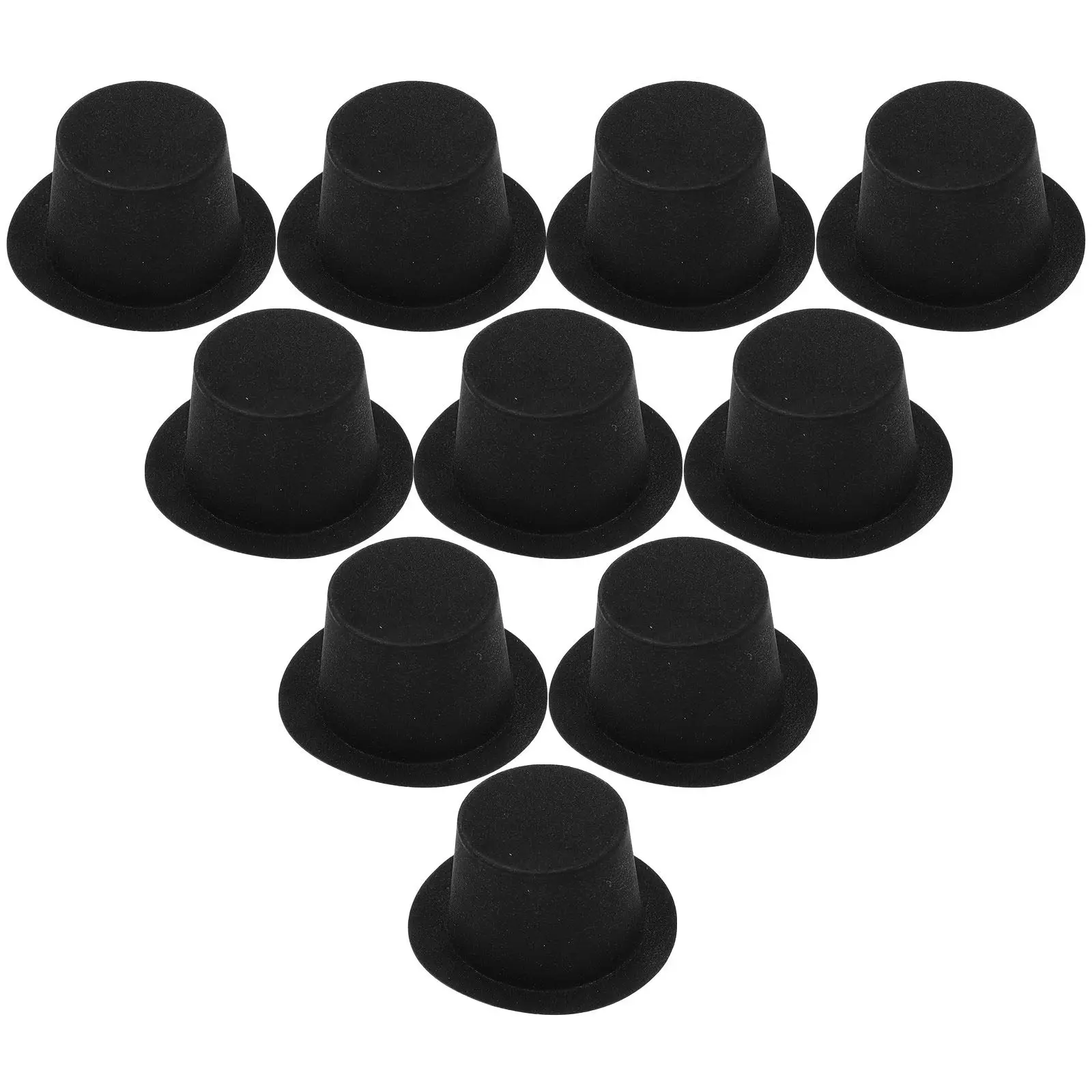 

10 шт. миниатюрных черных цилиндров для Рождества, пластиковые шляпки для снеговиков, украшения для праздничных вечеринок, мини-цилиндры для поделок