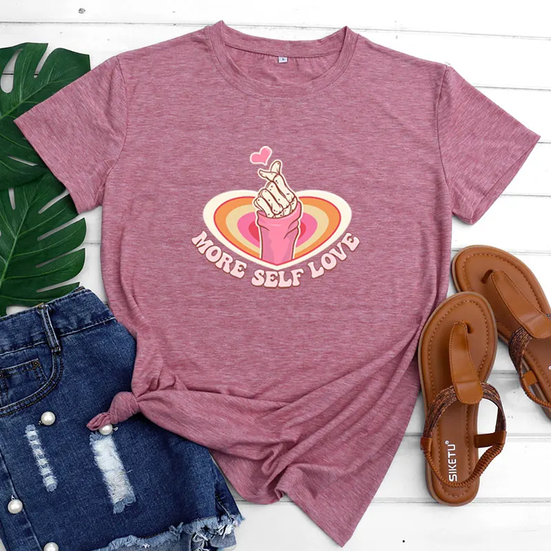 

Женская хлопковая футболка с принтом Love Heart Street Sle Slim Fit, летний топ ort Sve round Ne, повседневная женская футболка