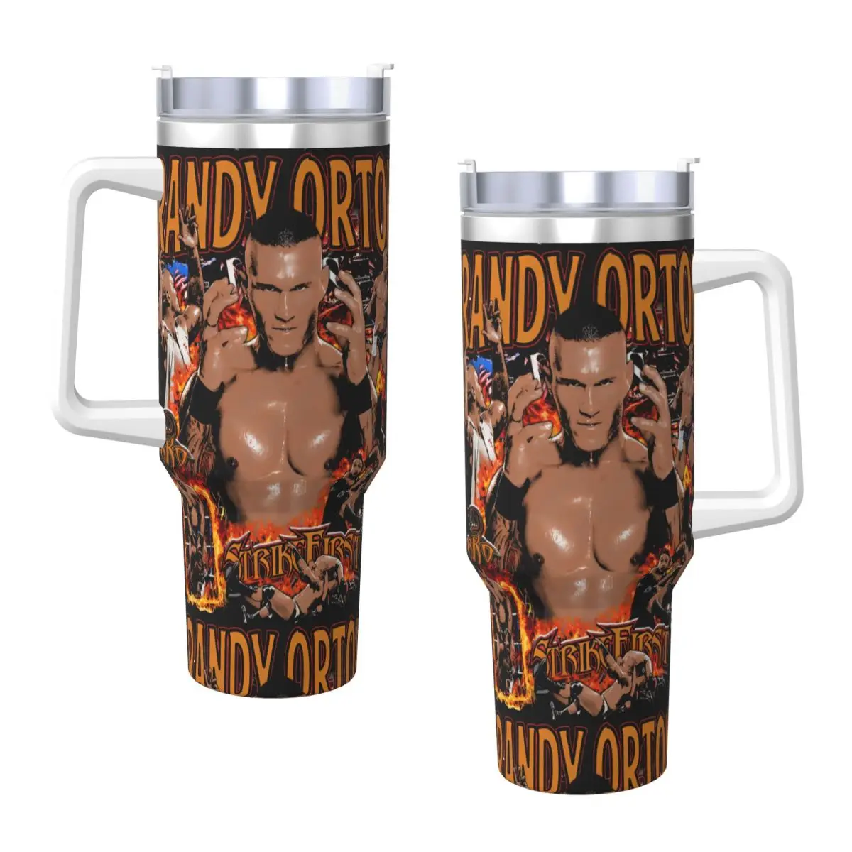 

Randy Orton Strike First Винтажный стакан из нержавеющей стали, дорожные термочашки с крышкой, кружки 40 унций, чашка, бутылка для горячих напитков, воды