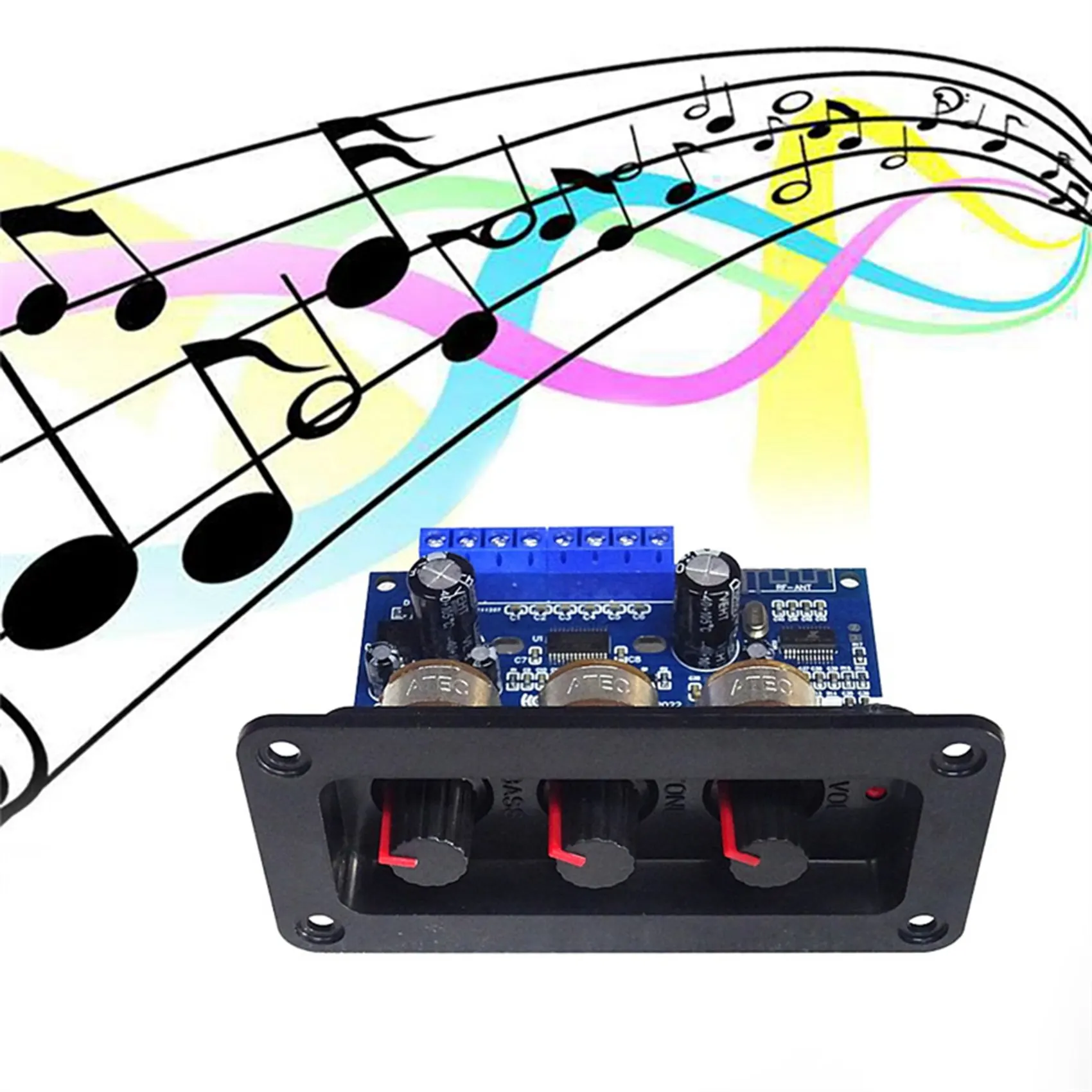 Placa amplificadora Digital de 2,1 canales 2X25W + 50W BT5.0 Subwoofer Clase D placa amplificadora DC12-20V con Cable auxiliar + Cable USB