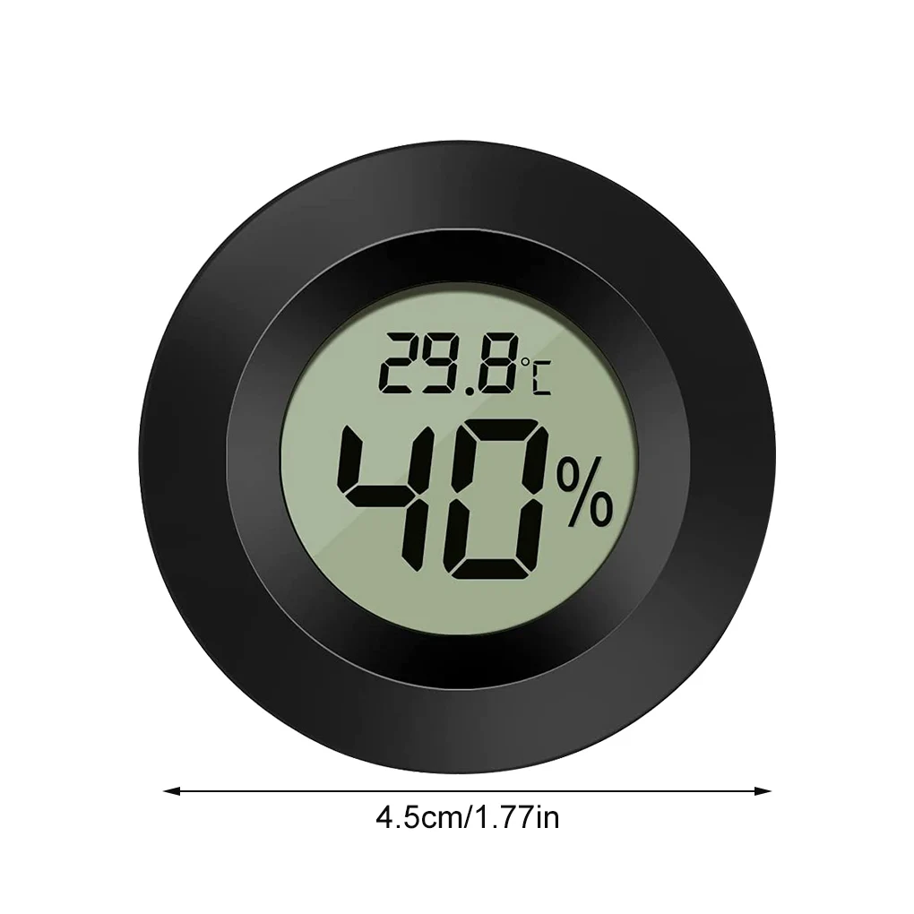 Reptile Hygrometer LCD Digital Display Terrarium Thermometer Indoor Temperature Humidity Meter Detector  Black