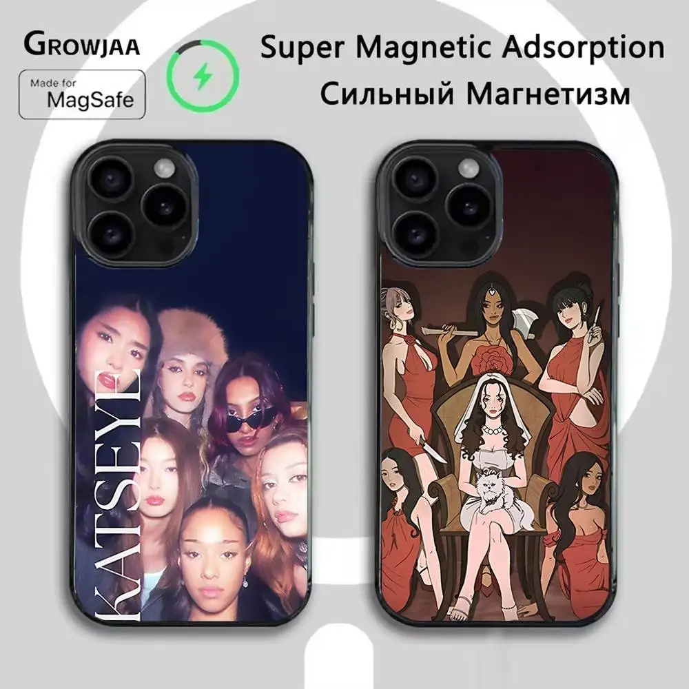 

K-KATSEYE Music Group Magnetic Wireless Charging Case For iPhone 11,12,13,14,15,16,17,Pro,Max,Plus Shockproof Cover