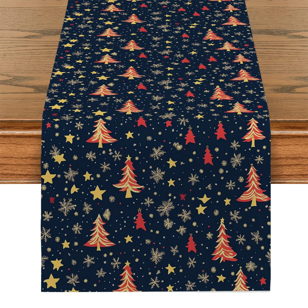 Christmas Tree Snow Stars Table Runner Home Wedding Centerpieces Decoration Party Table Runners Dining Long Cloth