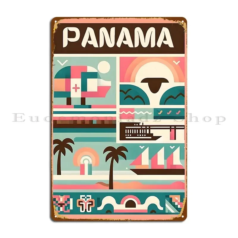 Panama Minimalist Retro Soft Colors Metal Plaque Poster Vintage Designs Designing Wall Plaque Pub Tin Sign Poster