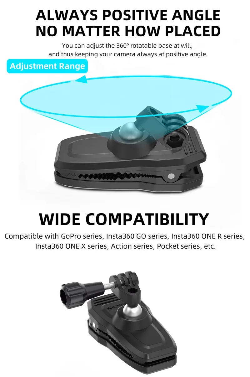 Magnetische Action-Kamera, 360-Grad-Dreh-Hut-Gürtel, Rucksack-Clip-Klemmhalterung für DJL OSMO Action 6 5 Pro 4 Go Pro 13 12 11 10 9 – Detail 3