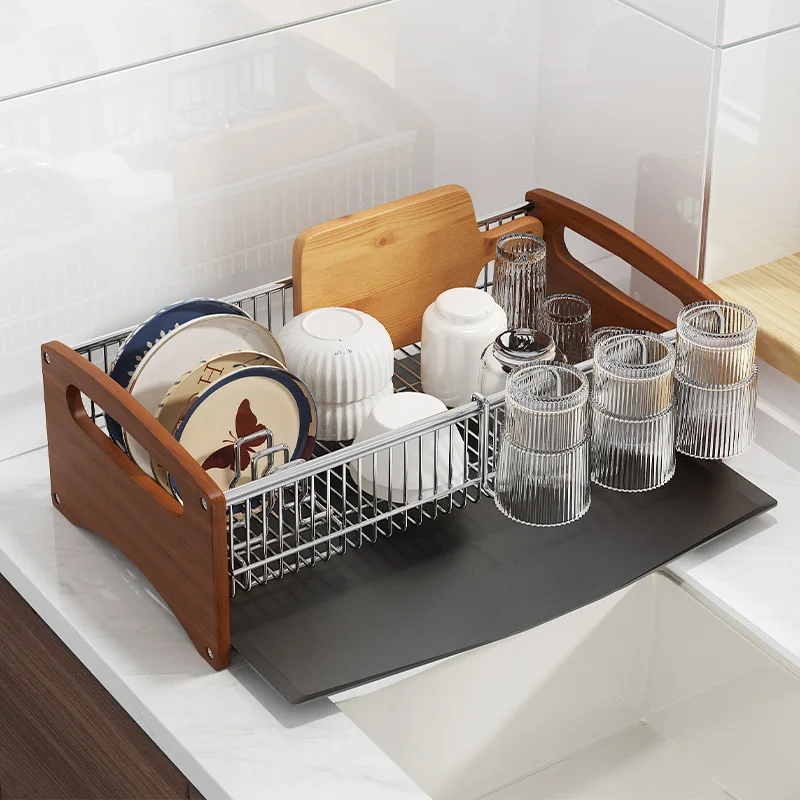 304 Stainless Steel Dish Storage Rack Kitchen Multifunctional Shelf Dish Rack Countertop Drain Rack