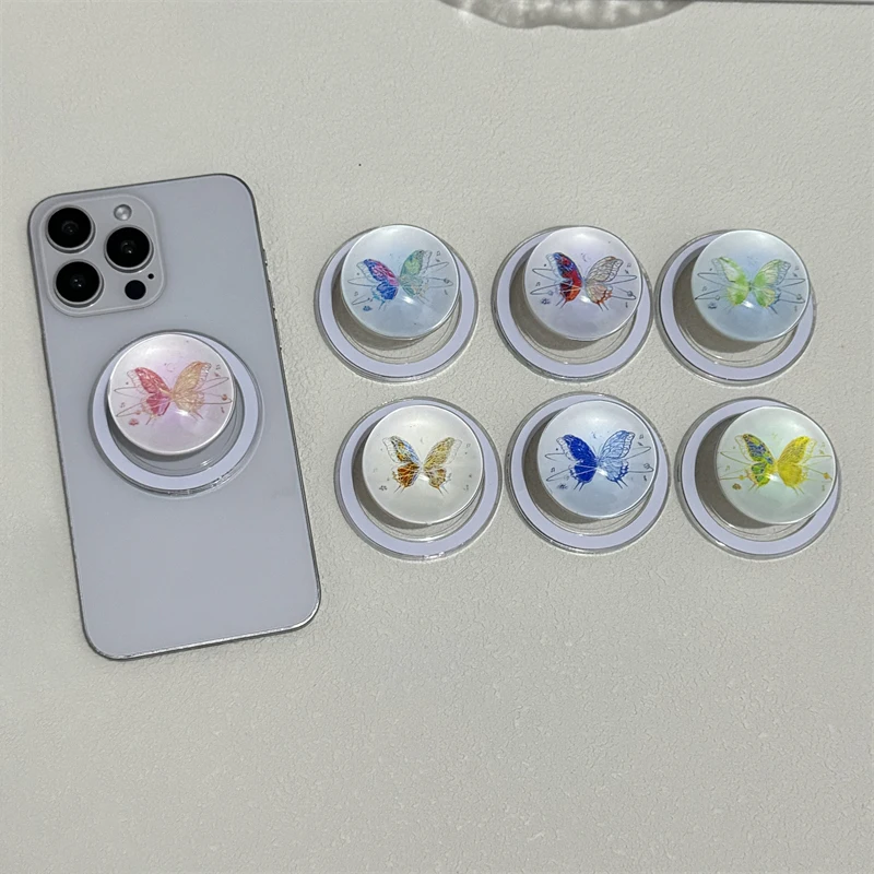 

Корейский симпатичный мультяшный магнитный держатель-подставка с кристаллами и бабочками для iPhone съемный кронштейн для поддержки телефона Magsafe