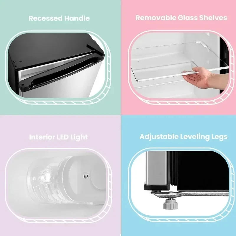 Compact Refrigerator Cubic Feet Single Door Mini 3 Removal Glass Shelves Small Fridge for Bedroom Office Garage Dorm