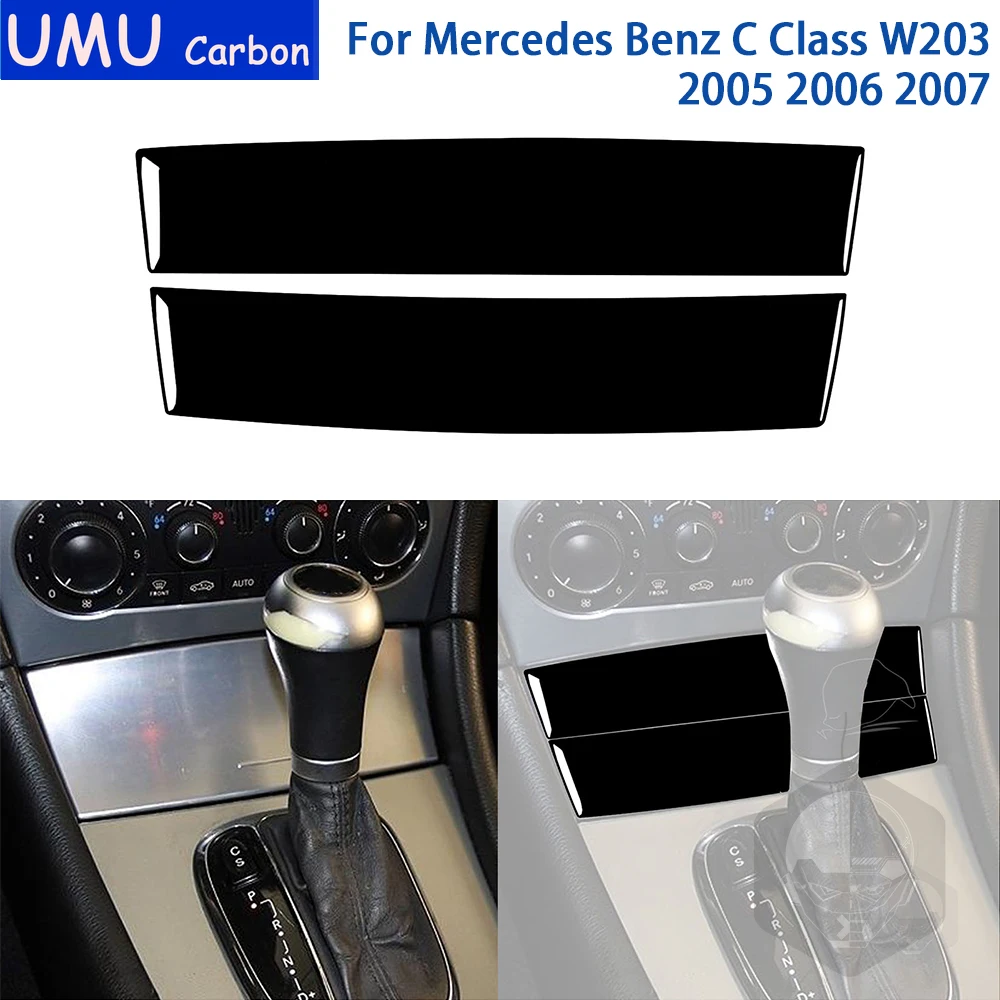 

For Mercedes Benz C Class W203 2005 2006 2007 Accessories Car Interior Black Plastic Gear Storage Box Cover Trim Sticker