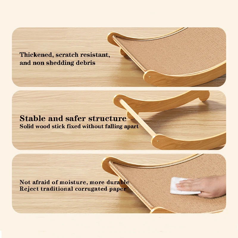 Wooden Cat Scratching Pads Multifuction Cats Sleeping Bed Detachable Wear-resistant Cat Scratch Board Kitten Grinding Cats Toys