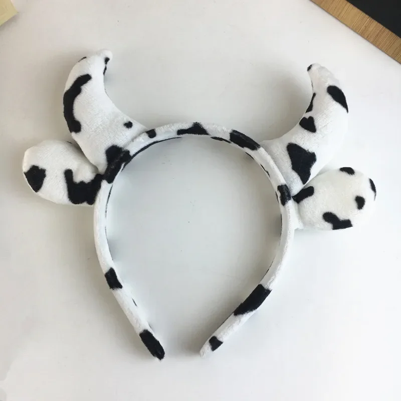 Cute Cartoon Plush Cow Ears Headband with Bells Ribbon Bow Lolita Hair Hoop Kawaii Animal Party Cosplay Headpiece