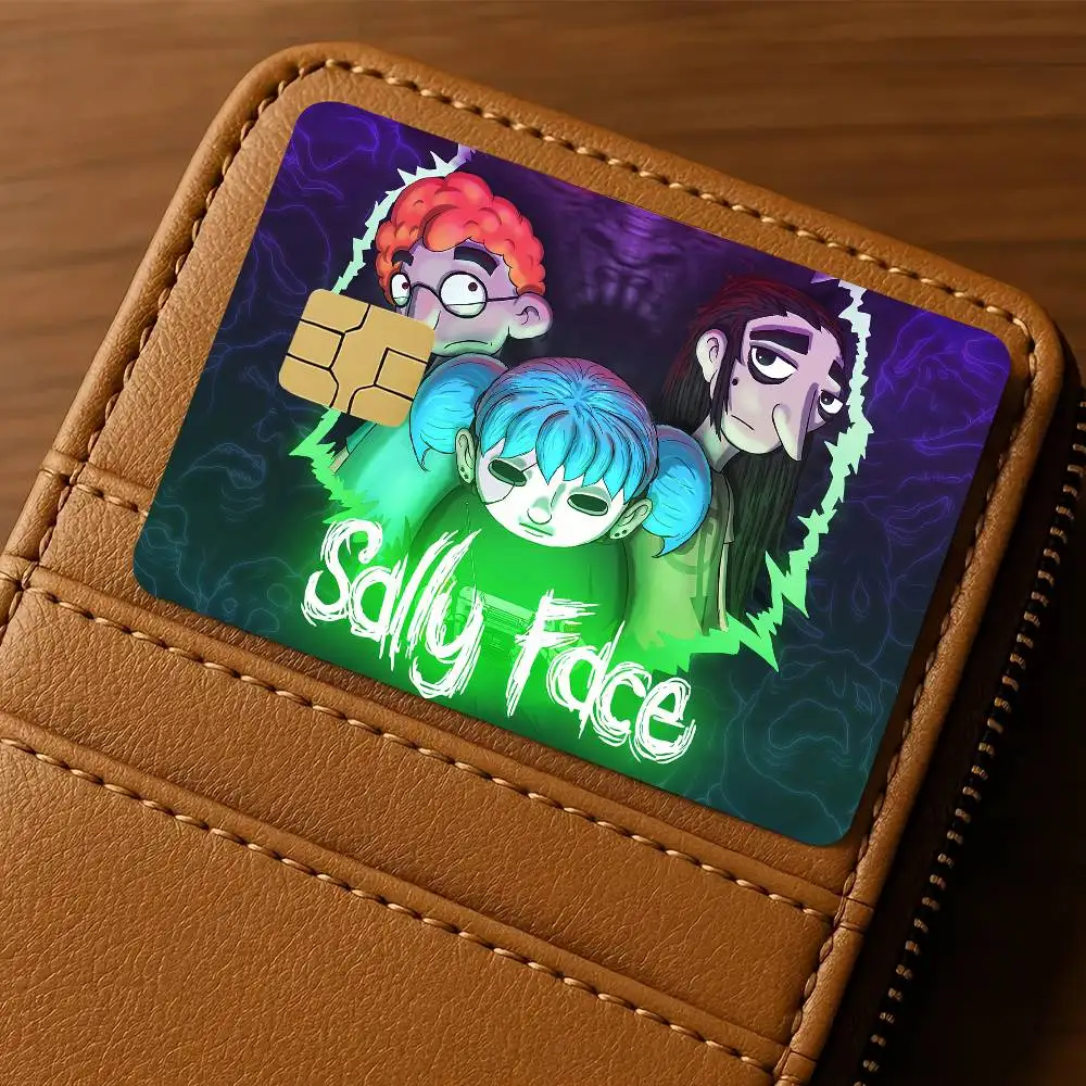 Game S-Sally Face Card Stickers Waterproof Film Skin Cover 4PCS Credit Card Stickers Debit Front Decoration Bank Subway Pass
