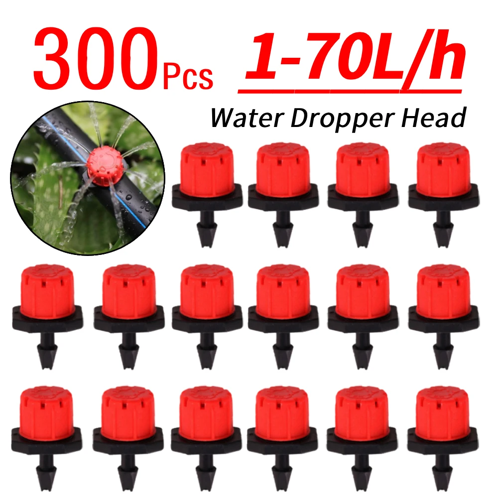 300Pcs Water Dropper Head Adjustable Flow Head Drippers Water Saving Anti-clogging Micro Flow Water Dropper Head 100Pcs/Bag