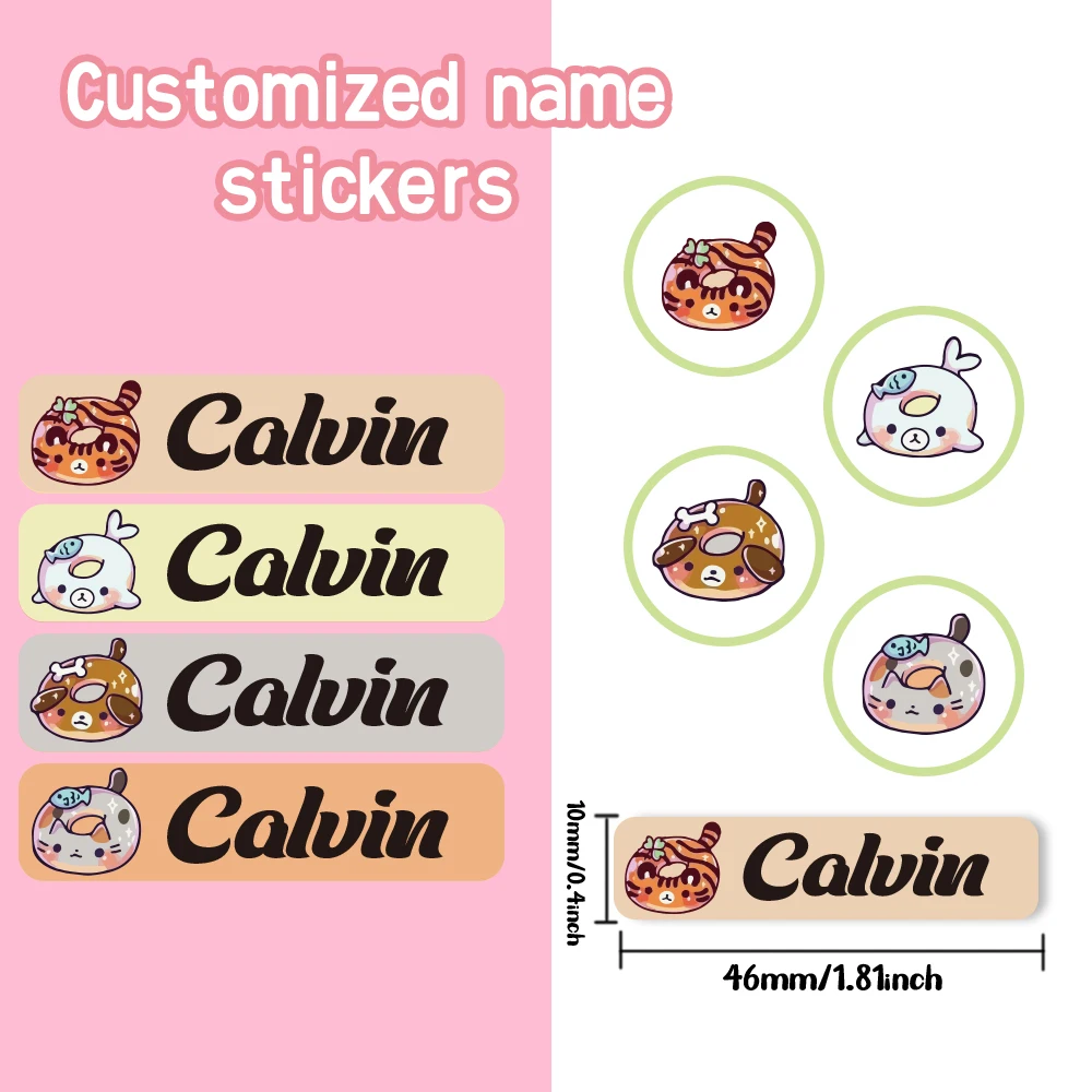 Custom Seal Name Sticker,Transparent Waterproof Stickers for Kids,diy Name Labels for School Bag Bottles Pen Box Mug Uniform