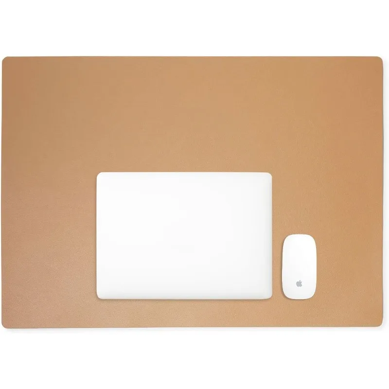 

Premium Tan Leatherology Modern Desk Pad, Fits Laptop Or Monitor, Keyboard And Mouse, Made With Italian Leather
